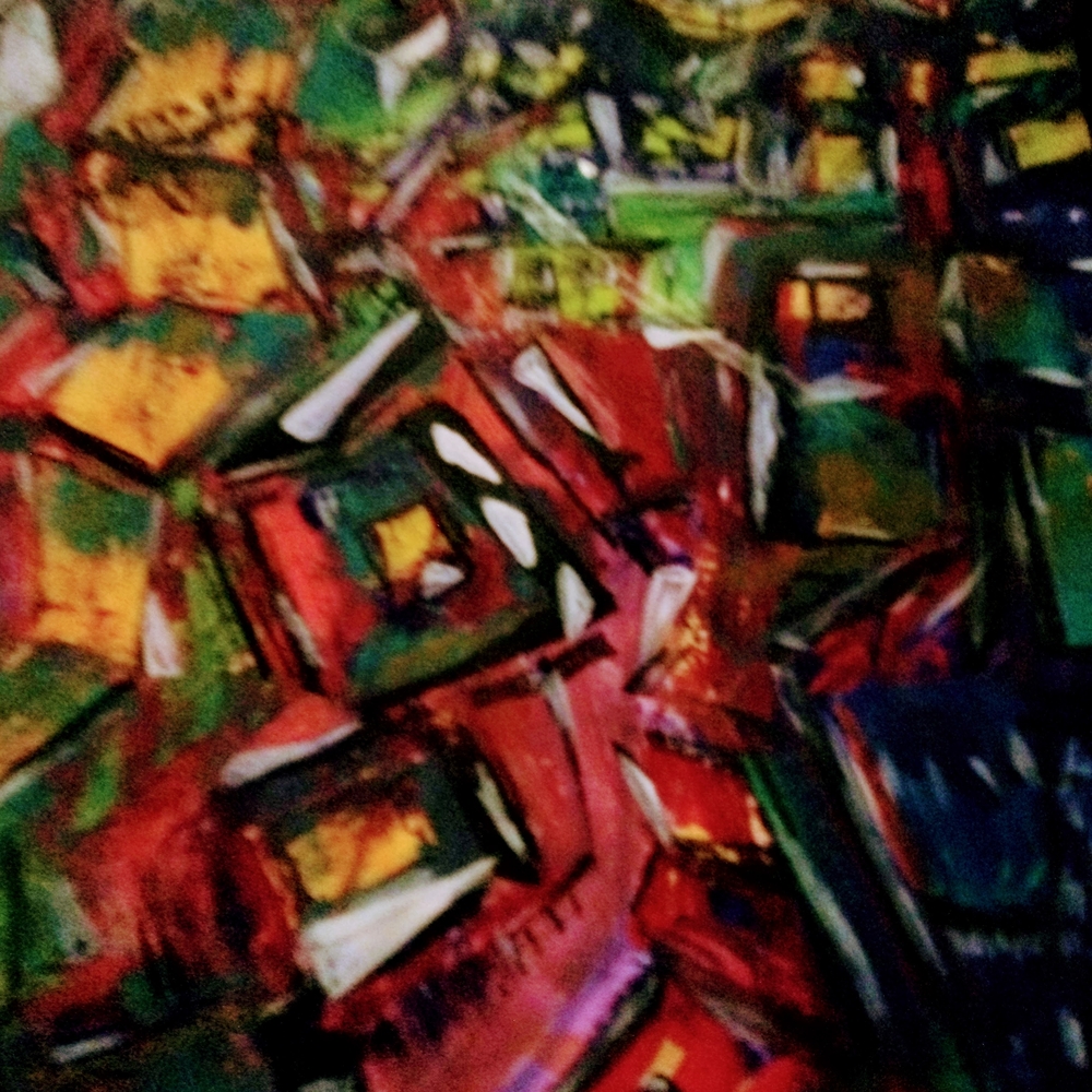 Dynamic Red and Green Abstract Painting